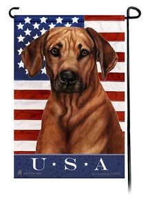 Patriotische USA Gartenflagge - Rhodesian Ridgeback 117 - Bild 1 von 1