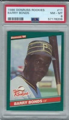 1986 Donruss the Rookies #11 Barry Bonds PSA 8 - Image 1 of 2