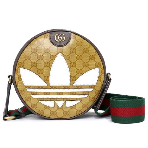 Gucci Adidas X Gucci Ophidiasmall Borsa a tracolla Gg rivestita in tela marrone 702640