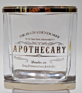 Dr. H. Gnadendorff Apothecary Toothbrush Holder Glass Square 4" W. X 4 1/2" T. - Picture 1 of 9