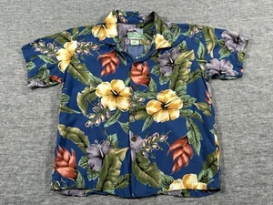 Reyn Spooner Shirt Boys Medium 10-12 Blue Short Sleeve Floral Print Pocket Youth - Picture 1 of 9