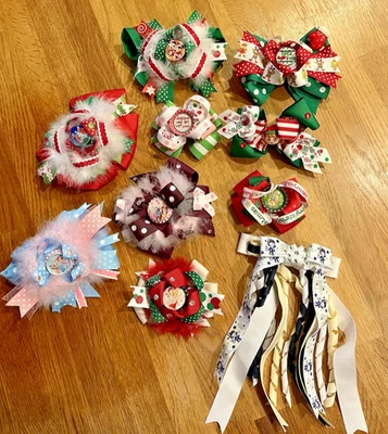 Lazos para el cabello de Navidad hechos a mano para niñas - Gran lote de 10 lazos - Princesa Minnie Mouse Foto 1 de 4