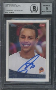 2009 Topps #321 Stephen Curry Autografo RC Rookie BAS BGS Beckett 9 Auto - Foto 1 di 2