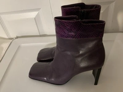 HILLARD & HANSON Mujer Talla 8.5M Cuero Botines Cremallera Púrpura Navarro Brasil Foto 1 de 4