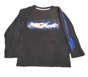 Camisa Nike Vintage Años 90 Manga Larga Negra y Azul Niños Grandes Talla Pequeña - Imagen 1 de 9