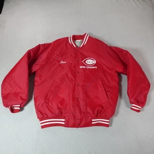 Vintage Cincinnati Reds Jacket Mens Large Red MLB 1990 Champs World Series 90s - Picture 1 of 15