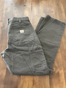 Carhartt Washed Duck Double Front Work Pants Green Relaxed 32x32 - Picture 1 of 4