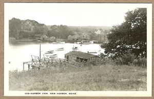 New Harbor, ME RPPC Barche in Harbor View - Lorimer E. Brackett #456 - Foto 1 di 2