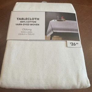 At Home Tablecloth 100% COTTON Yarn Dyed Woven Oblong 104”X60” - Picture 1 of 5