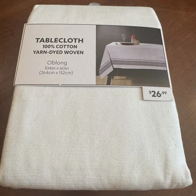 At Home Tablecloth 100% COTTON Yarn Dyed Woven Oblong 104”X60” - Image 1 of 4