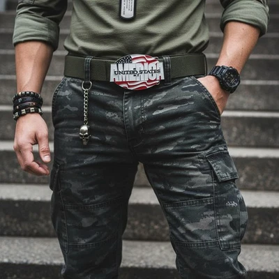 Nuovo Cintura Fibbia Moda Argento Metallo BANDIERA USA Stati Uniti D'America - Immagine 1 di 4