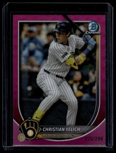 2025 Bowman Chrome #70 Christian Yelich Fuchsia Wave #/299 - Picture 1 of 2