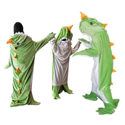 Manta de dinosaurio portátil saco de dormir animal para niños - pequeño cosplay dinosaurio Foto 1 de 4