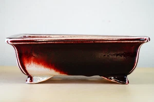 Japanese Bonsai Pot Tokoname AIBA KOYO 8.3"(21cm) Shinsha-yuu Rectangle Y938 - Picture 1 of 11