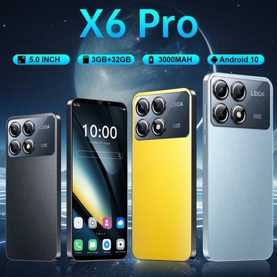 X6 Pro Android Smartphone 5.0'' Global Unlocked 3+32GB 3000mAh 12+12MP Dual SIM - Image 1 of 4