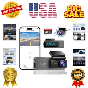 Dash Cam Frontal y Trasero 4K+1080P, Tarjeta Gratuita de 64 GB, WiFi Incorporado, Dash Camera... - Imagen 1 de 10