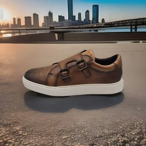 Martin Dingman Lorenzo Doppelschnalle Herren Freizeitschuhe Kalbsleder Braun 10,5 - Bild 1 von 7