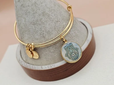 Alex & Ani  " Hand Of Fatima"  Gold Art Infusion Charm Bangle Bracelet ✨️⭐️ - Image 1 of 4