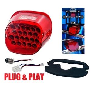 Motorcycle Red Lens LED Brake Tail Light For Harley Road King Electra Glide Dyna - Picture 1 of 11