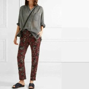 Pantalones Isabel Marant Etoile Janelle EE. UU.‎ 4 FR 36 Boho Floral Borgoña Algodón Voile - Imagen 1 de 16