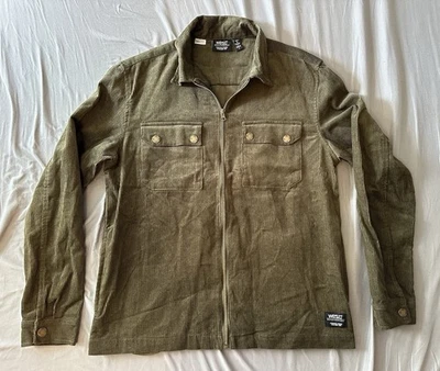 WeSC Nick Corduroy Unisex Shirt Jacket Full Zip Mens M Womens Large Olive Green - Image 1 of 4