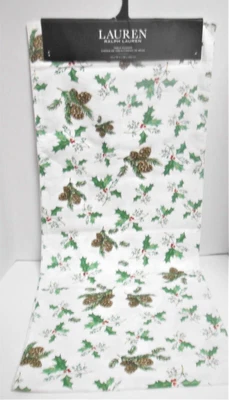 Corredor de mesa de Navidad Ralph Lauren 15" x 72" piñas y acebo Foto 1 de 3
