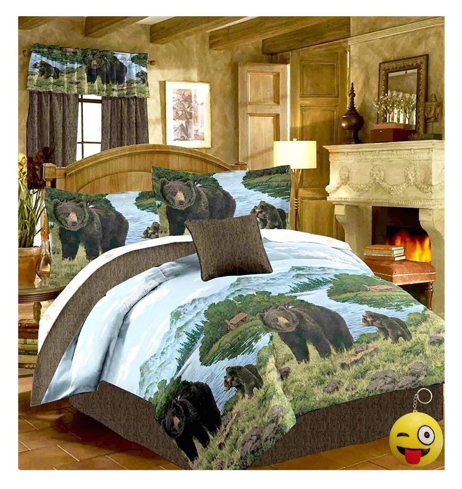 BLACK BEAR CUBS Comforter Set  Sheet Set Rustic Cabin Lodge PILLOW NOT INCLUDED - Image 1 of 4