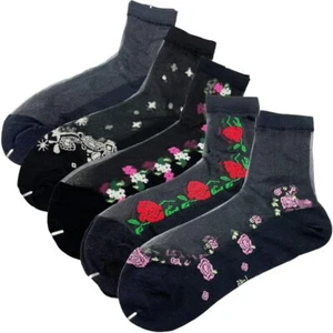 5 Pairs Women Sheer Socks Ultrathin Mesh Socks See Through Lace Ankle Socks T... - Picture 1 of 8
