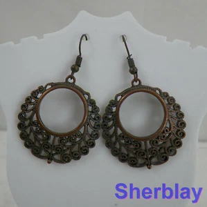 Fashion Jewelry Round Grapevine Glamorous Copper Tone Paparazzi Dangle Earrings - Picture 1 of 3