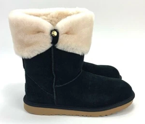 UGG Ramona Classic Short II Kids Girls Black Suede Bow Boots M1095178K - Picture 1 of 12