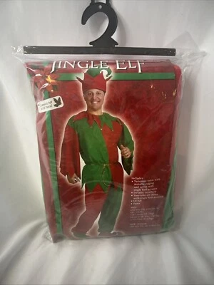 Jingle Elf Adult Christmas Costume  One Size Fits Most Holiday Festive Red Green - Image 1 of 3