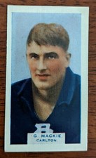  Victorian Footballers VFL card - BDV 1933 Series Gordon Mackie - Carlton Blues.
