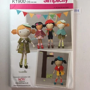Simplicity 1900 Stoffpuppe Junge Mädchen Spielzeug Handwerk Kleidung Schuh neu ungeschnittenes Muster - Bild 1 von 11