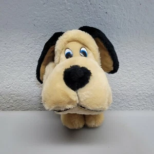 Peluche vintage cucciolo cane marrone chiaro imbottito animale occhi blu orecchie lunghe fatto in Corea - Foto 1 di 9