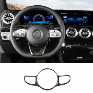 ABS Carbon Fiber Steering Wheel Decor Cover Trim 1PCS For Benz C-Class 2019-2021 - Picture 1 of 8