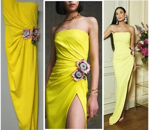 $6290 Oscar de la Renta Poppy Floral Embroidered Floor Gown 4 Embellished - Picture 1 of 23