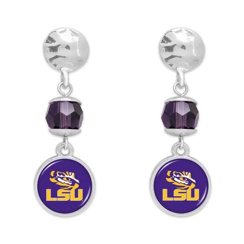LSU Tigers Ivy Crystal Silver Earrings Jewelry Gift Cover