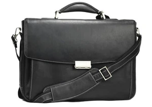 Felex Leder Aktentasche schwarz Aktenmappe Ledertasche Ledermappe - Picture 1 of 7