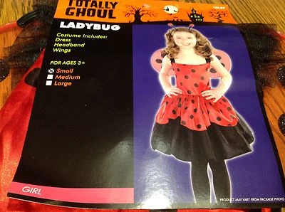 Totally Ghoul Niña Disfraz Halloween Vestido Ladybug, Alas Talla Pequeña 3+ Nuevo Foto 1 de 4