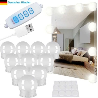 10 LED - Spiegelleuchten - Schminktisch Beleuchtung - Hollywood Birne - 30 Modi - Bild 1 von 4