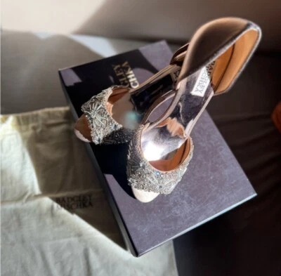 Badgley Mischka Maria Embellished D'Orsay Rose Gold Pumps Women's Size 7.5 - Image 1 of 4