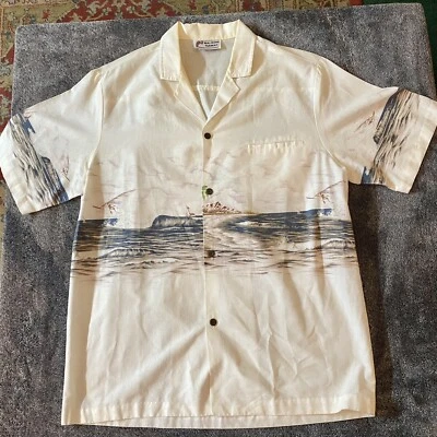 Camisa Hawaiana Malihini Años 70 80 De Colección Para Hombre’s Hecha en M Hawaii EE. UU. Blanca Windsurf Foto 1 de 4