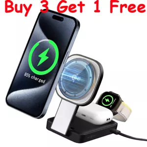 Wireless 3 In 1 Magnetic Fast Charger for IOS 14 13 12 Ambient Light Charging - Picture 1 of 15