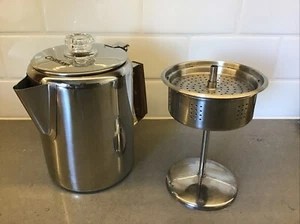 Coghlan’s 9-Cup Coffee Maker Pot Camping Cookware Stainless Steel Silver - Picture 1 of 11