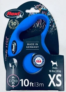 Flexi New Classic Guinzaglio in corda 10' piedi per cani XS 18 libbre max - Blu - Foto 1 di 3