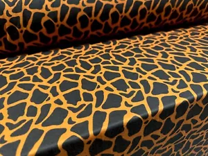 Soft Handle Jersey Fabric, Per Metre - Giraffe Animal Print - Orange & Black - Picture 1 of 3