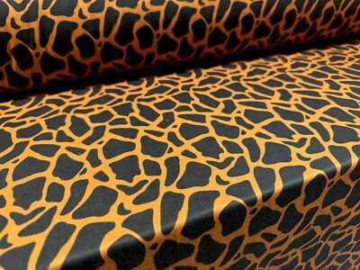Soft Handle Jersey Fabric, Per Metre - Giraffe Animal Print - Orange & Black - Image 1 of 3
