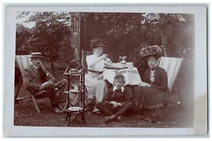c1910's Tea Time Family Scene Doncaster England RPPC Photo Antique Postcard - Picture 1 of 3