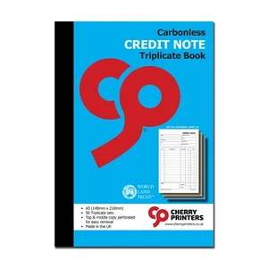 NCR Credit Note Triplicate 3part Book A5 (148mm x 210mm) 50 Sets Carbonless  - Picture 1 of 4