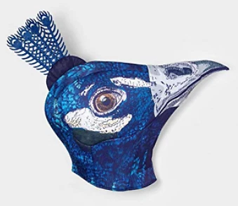 Adult Soft Peacock Halloween Mascot Costume Bird Mask Headpiece Blue - Image 1 of 4
